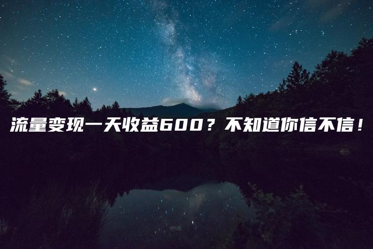 流量变现一天收益600？不知道你信不信！