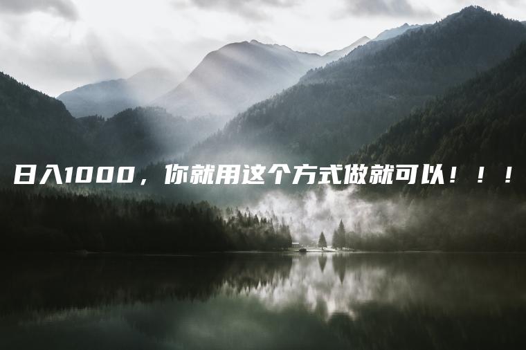 日入1000，你就用这个方式做就可以！！！