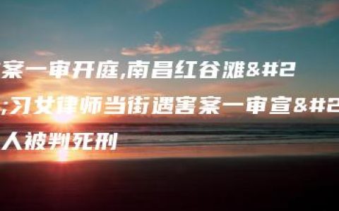 红谷滩案一审开庭,南昌红谷滩实习女律师当街遇害案一审宣判 被告人被判死刑