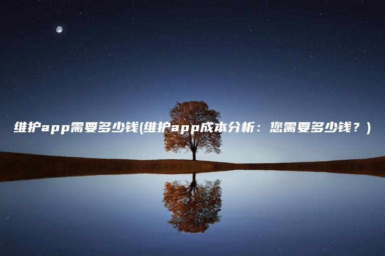 维护app需要多少钱(维护app成本分析：您需要多少钱？)