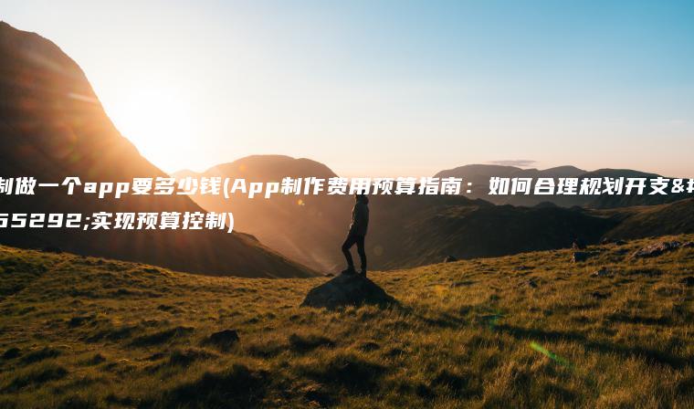 制做一个app要多少钱(App制作费用预算指南：如何合理规划开支，实现预算控制)