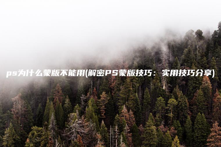 ps为什么蒙版不能用(解密PS蒙版技巧：实用技巧分享)