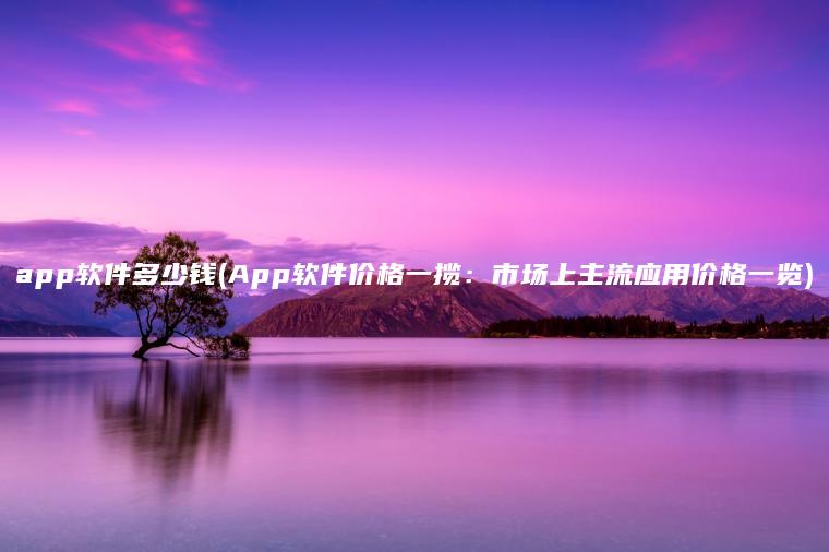 app软件多少钱(App软件价格一揽：市场上主流应用价格一览)