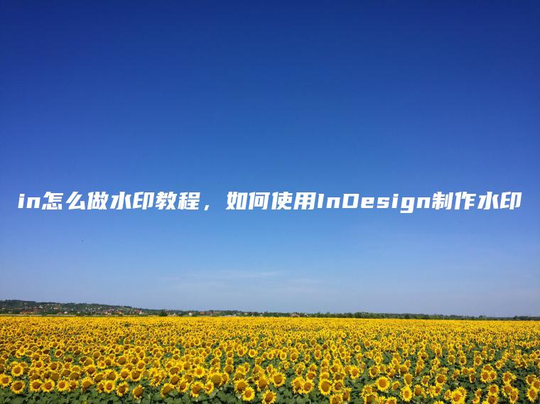 in怎么做水印教程，如何使用InDesign制作水印