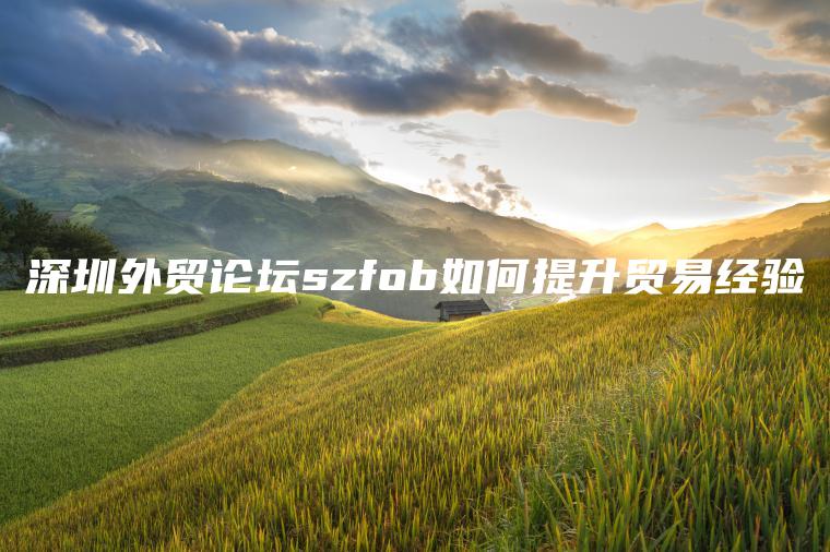 深圳外贸论坛szfob如何提升贸易经验