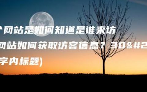 一个网站是如何知道是谁来访问(网站如何获取访客信息？30个字内标题)