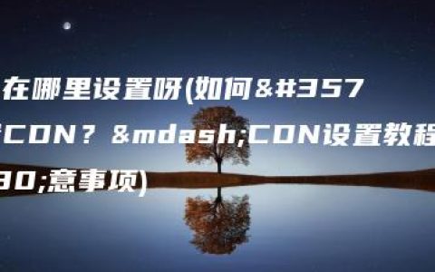 cdn 在哪里设置呀(如何设置CDN？—CDN设置教程与注意事项)