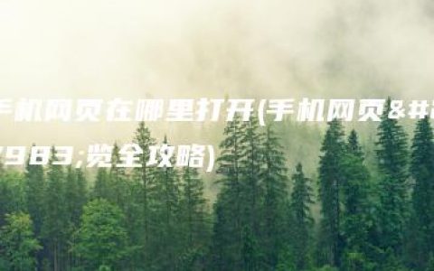 手机网页在哪里打开(手机网页浏览全攻略)