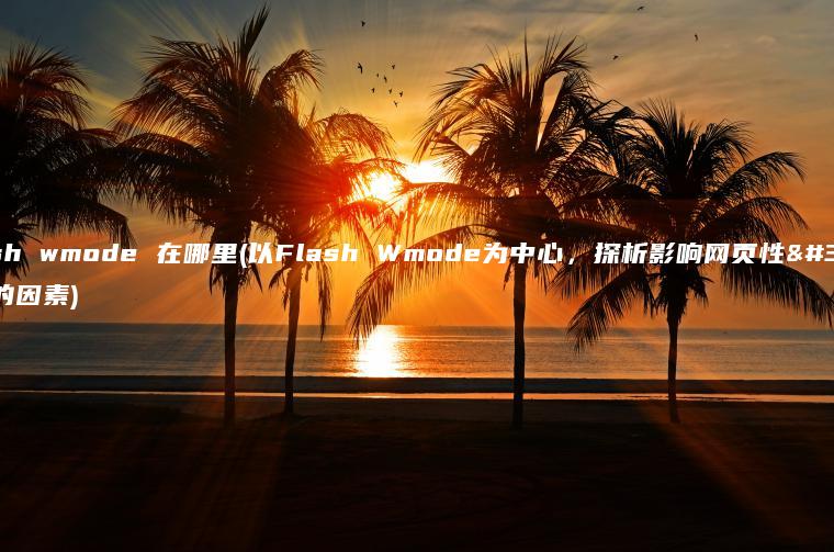 flash wmode 在哪里(以Flash Wmode为中心，探析影响网页性能的因素)