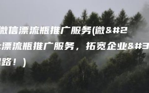 哪里有微信漂流瓶推广服务(微信漂流瓶推广服务，拓宽企业营销新思路！)