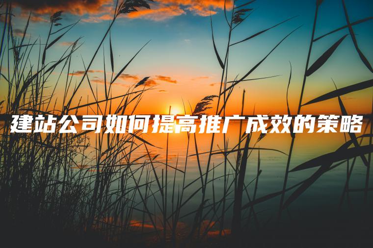 建站公司如何提高推广成效的策略